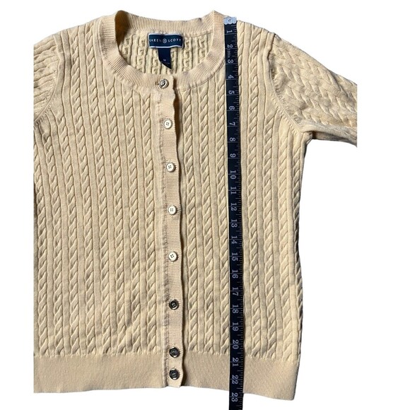 Karen Scott Women's Yellow Cable Knit Button Up Cardigan Sweater Medium M EUC - Picture 7 of 10